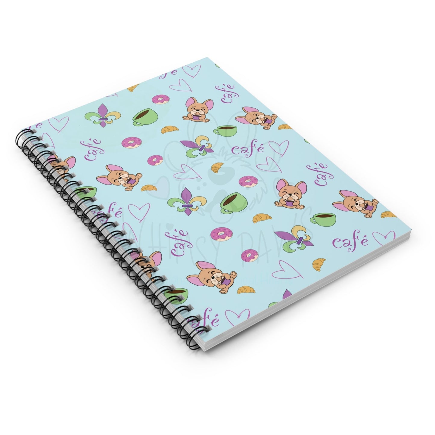 Frenchie Café Spiral Notebook - Ruled Line