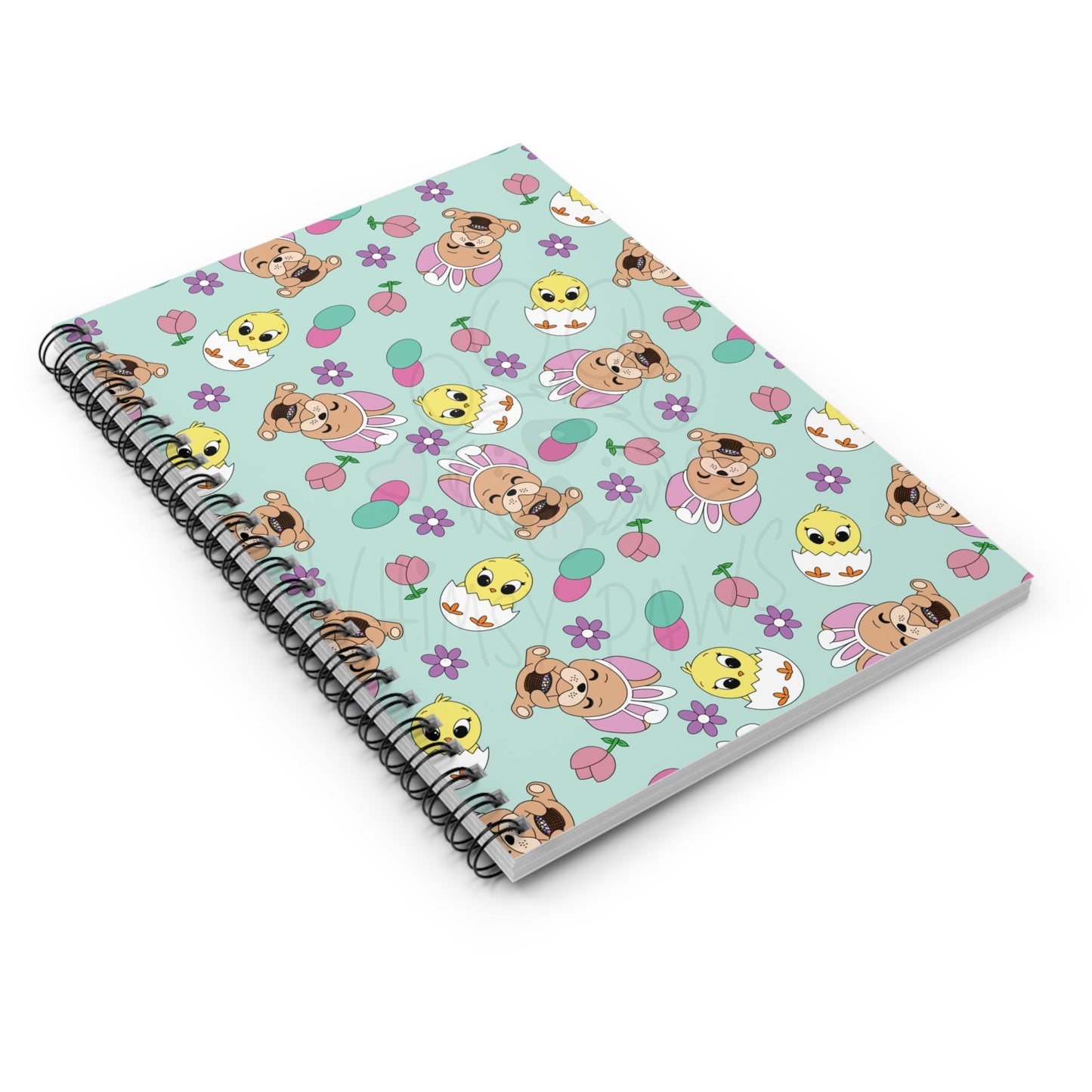 Cute Frenchie Spring-Themed Spiral Notebook - Ruled Line with Adorable Animal Patterns