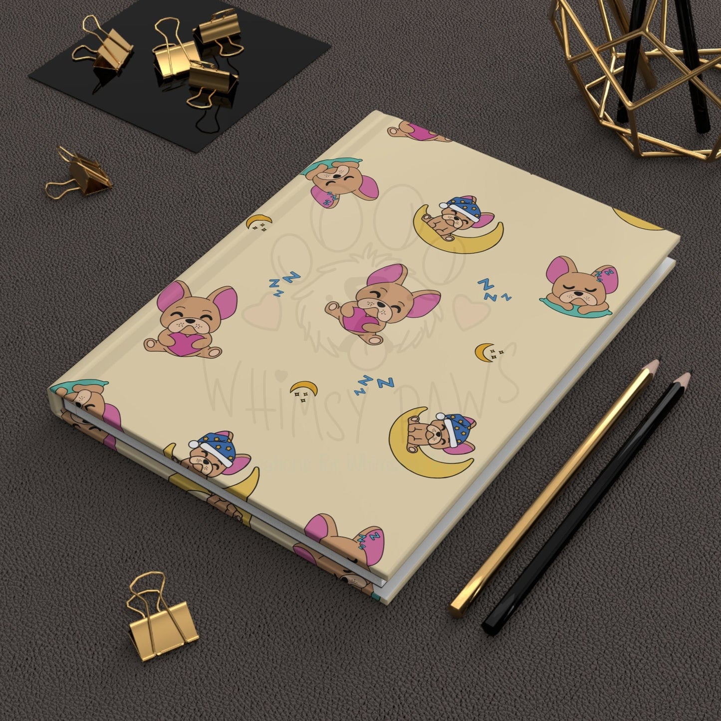 Cute Sleepy Frenchie Hardcover Journal - Perfect Gift for Frenchie Lovers