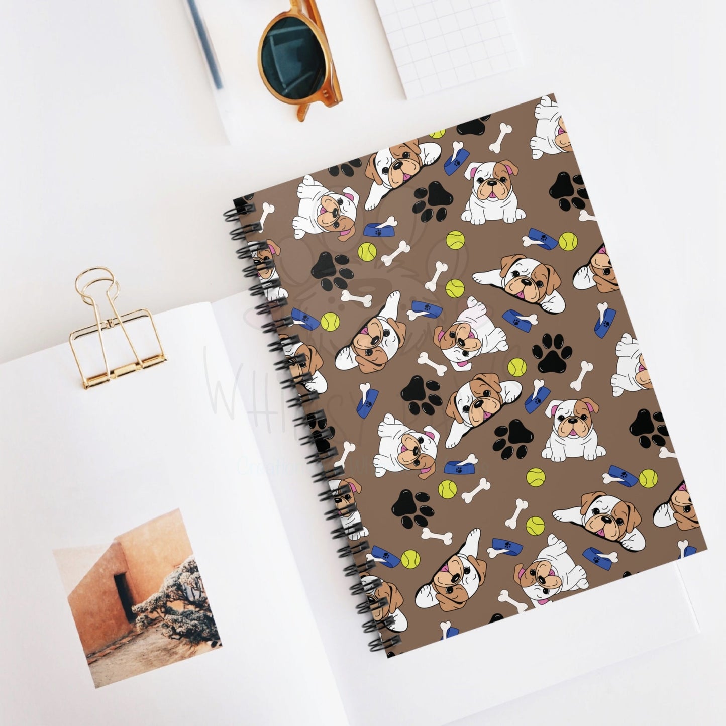 Cute Bulldog Puppy Spiral Notebook - Ruled Line for Dog Lovers