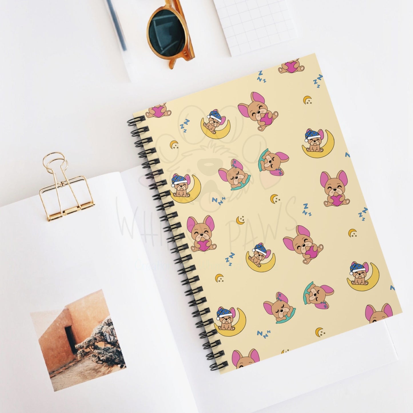 Cute Sleepy Frenchie Spiral Notebook - Perfect for Journaling & Note-Taking