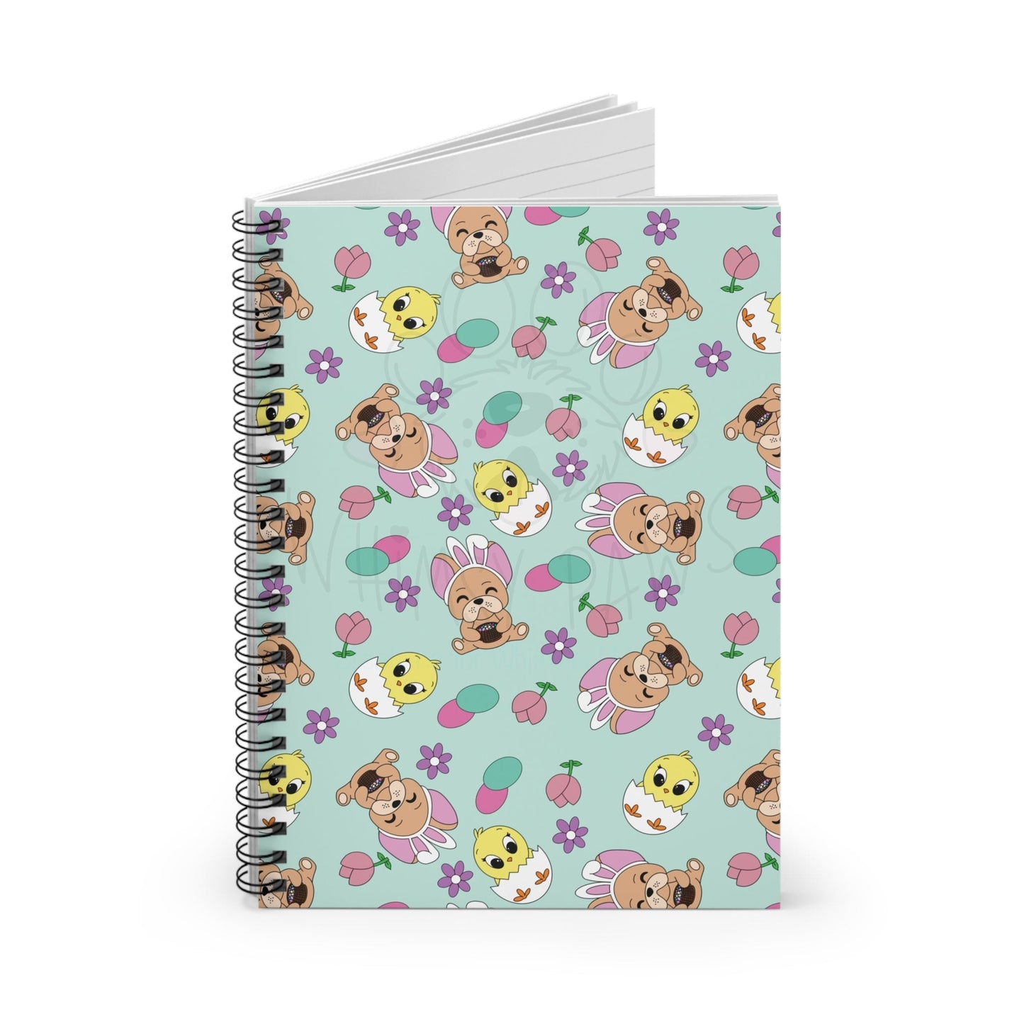 Cute Frenchie Spring-Themed Spiral Notebook - Ruled Line with Adorable Animal Patterns