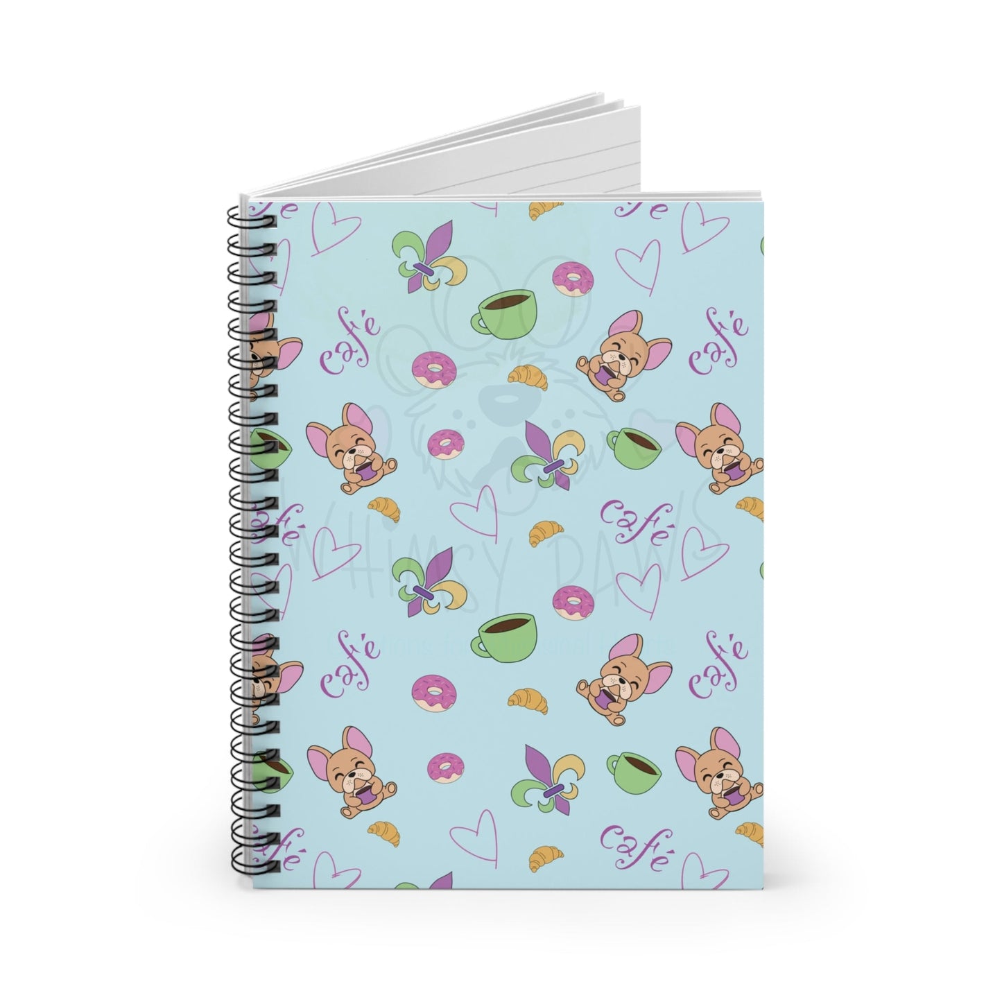 Frenchie Café Spiral Notebook - Ruled Line