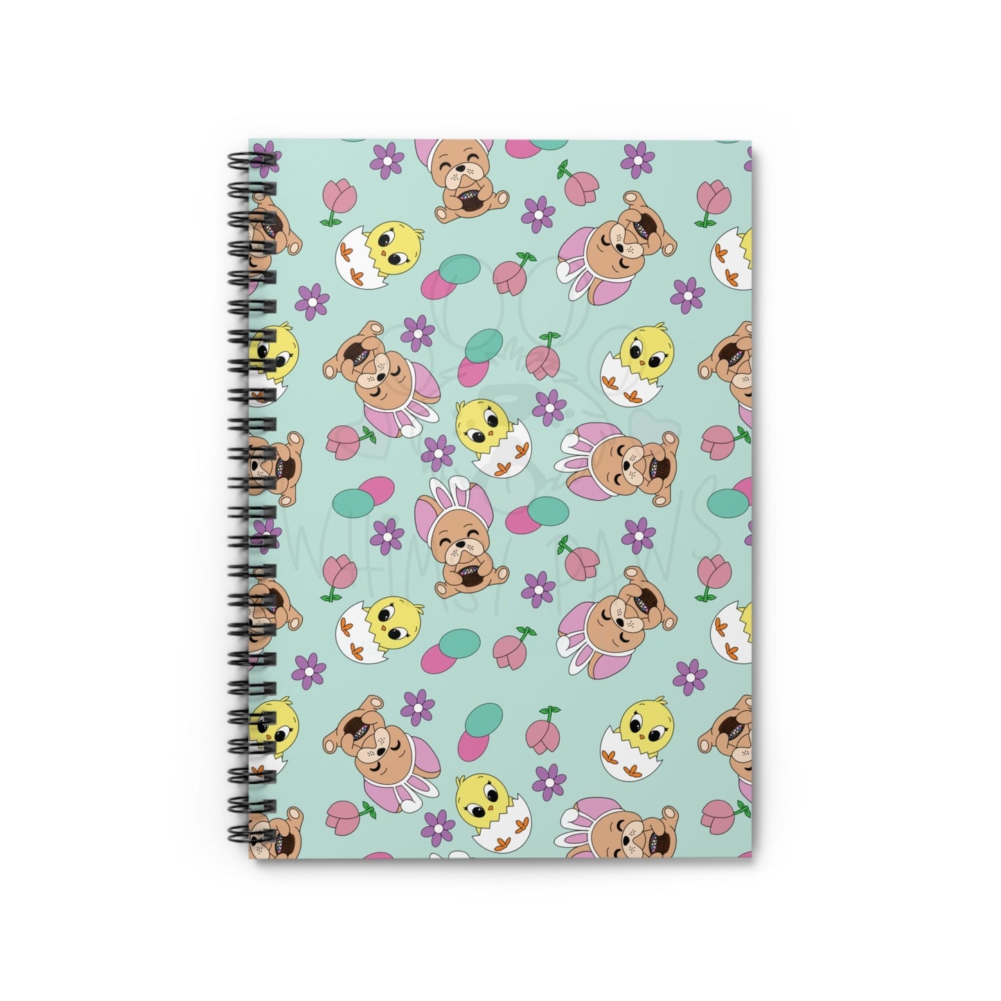 Cute Frenchie Spring-Themed Spiral Notebook - Ruled Line with Adorable Animal Patterns