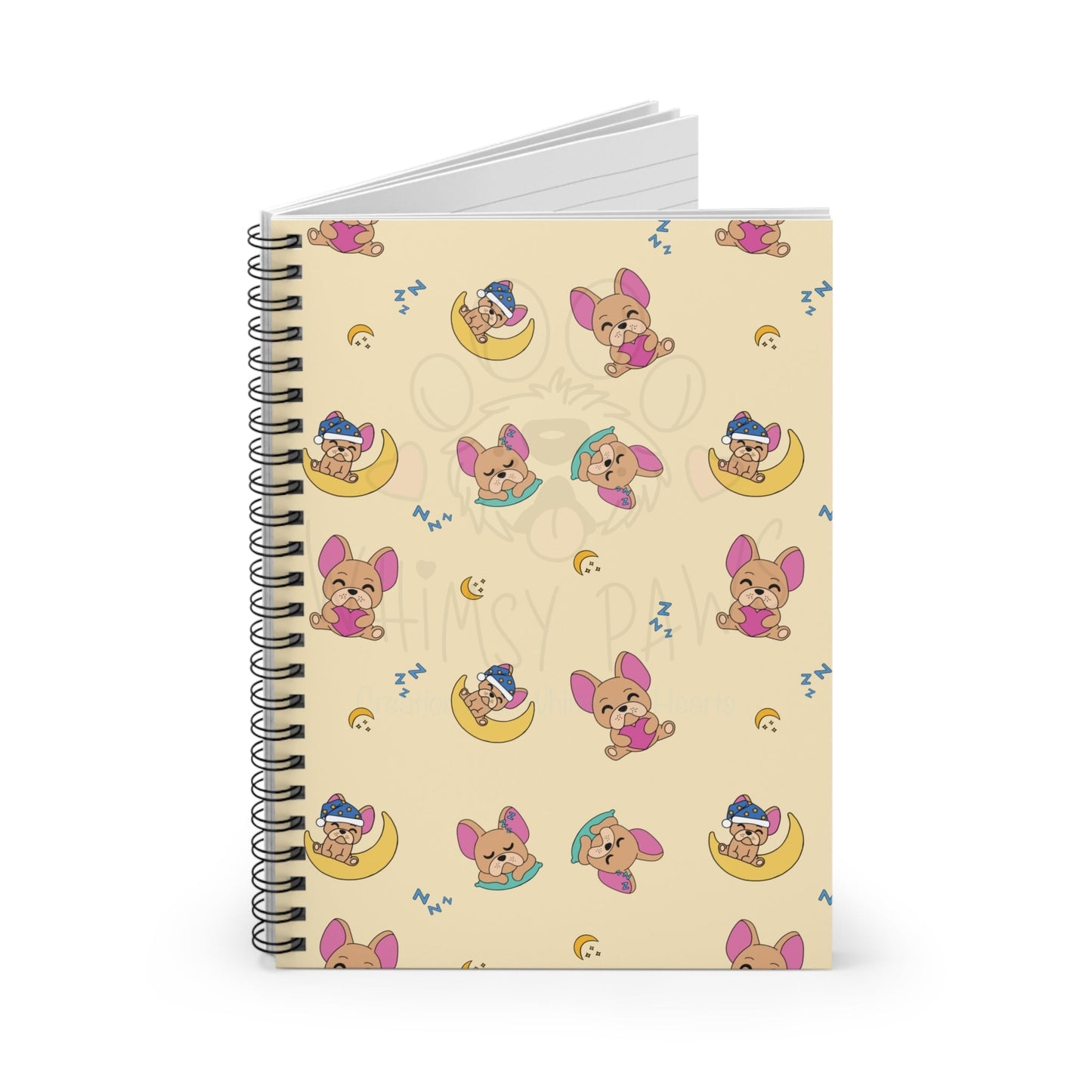Cute Sleepy Frenchie Spiral Notebook - Perfect for Journaling & Note-Taking