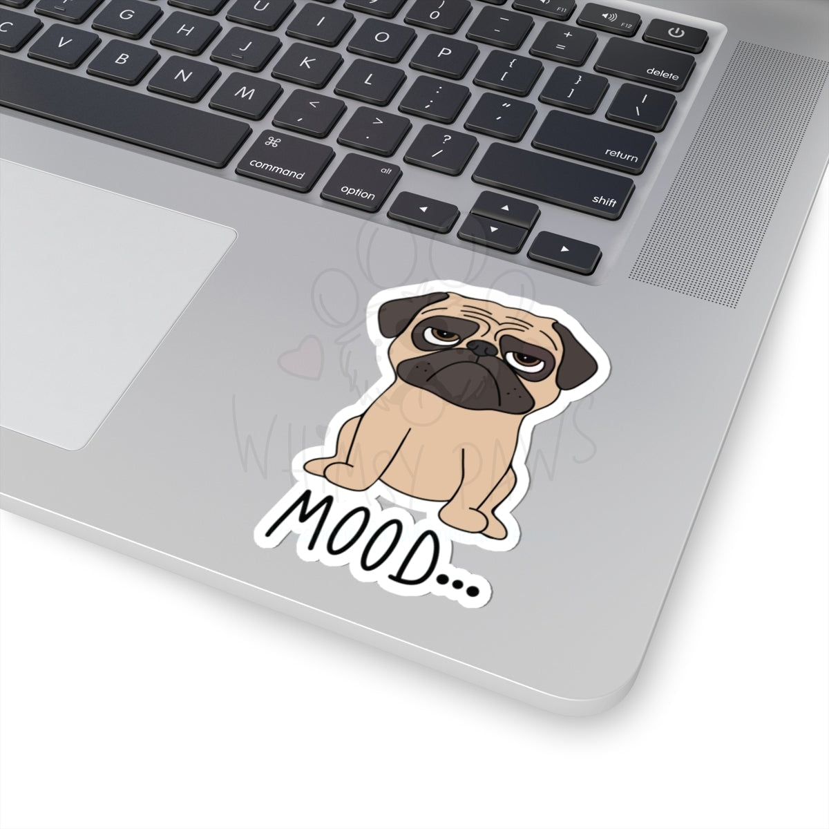 Grumpy Pug "Mood" Kiss-Cut Stickers - Cute Dog Sticker for Laptops & Journals