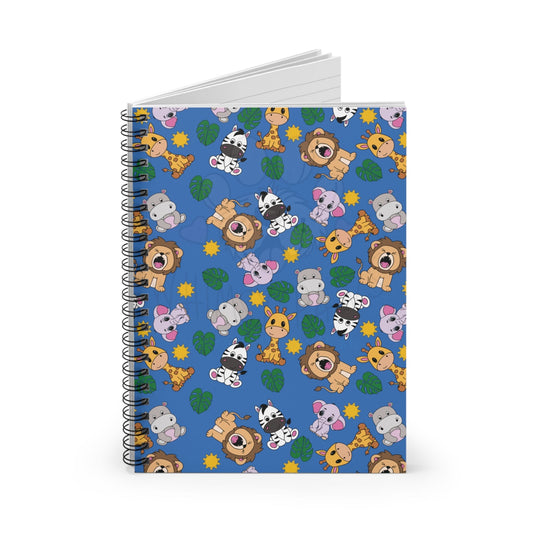 Colorful Lion and Friends Safari Spiral Notebook - Fun Ruled Lines for Kids