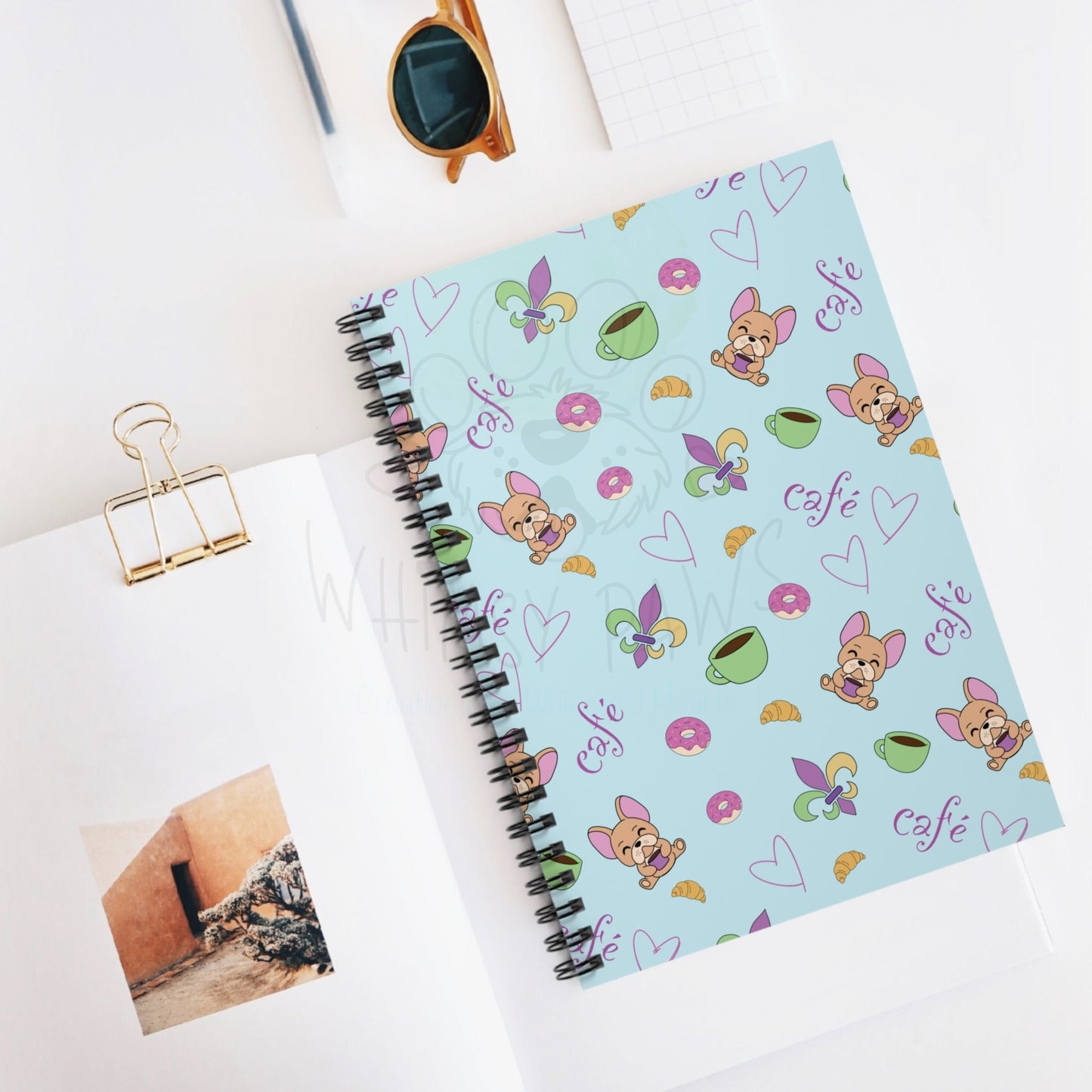 Frenchie Café Spiral Notebook - Ruled Line