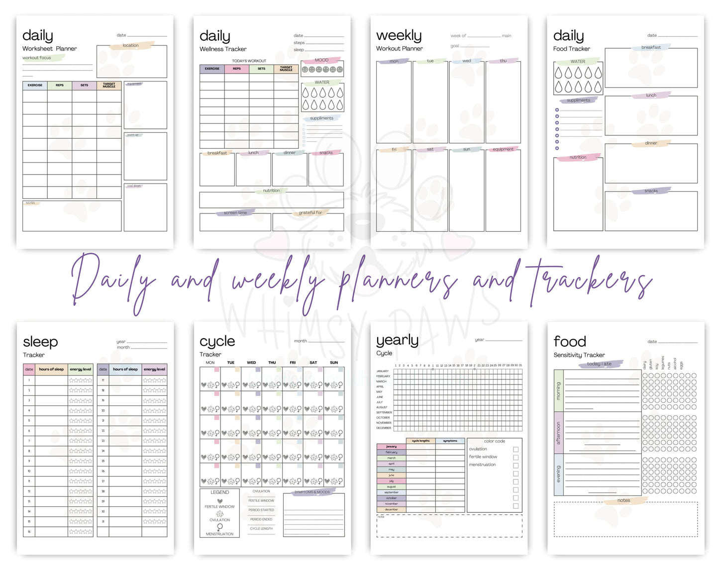 Ultimate Daily, Weekly, and Monthly Dog Lover Printable Planner Bundle