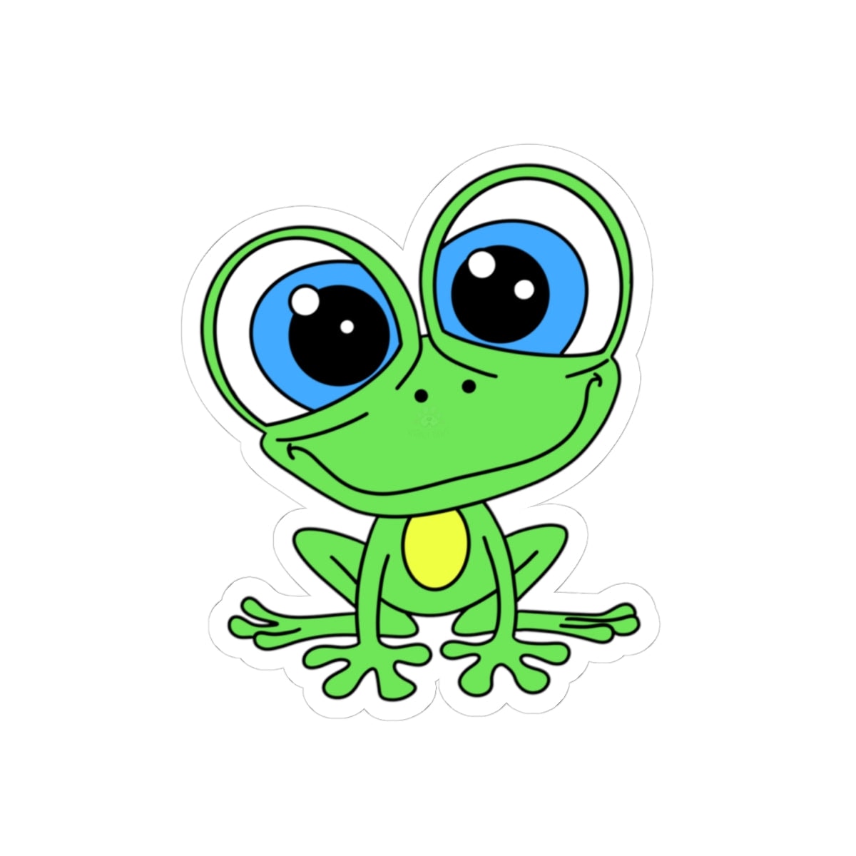 Cute Big-Eyed Frog Kiss-Cut Sticker — Waterproof Laptop Decal