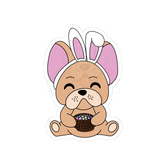 Cute Frenchie Bunny Hugging Easter Treat - Kiss-Cut Stickers for Fun Decor