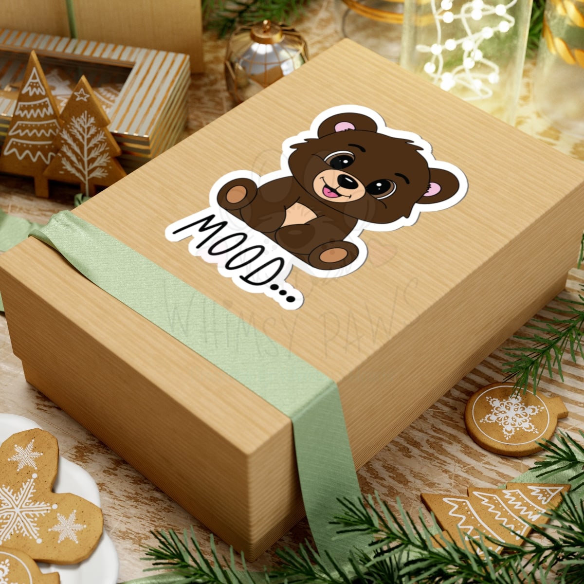 Cute Bear Mood Kiss-Cut Stickers - Adorable Laptop Decor