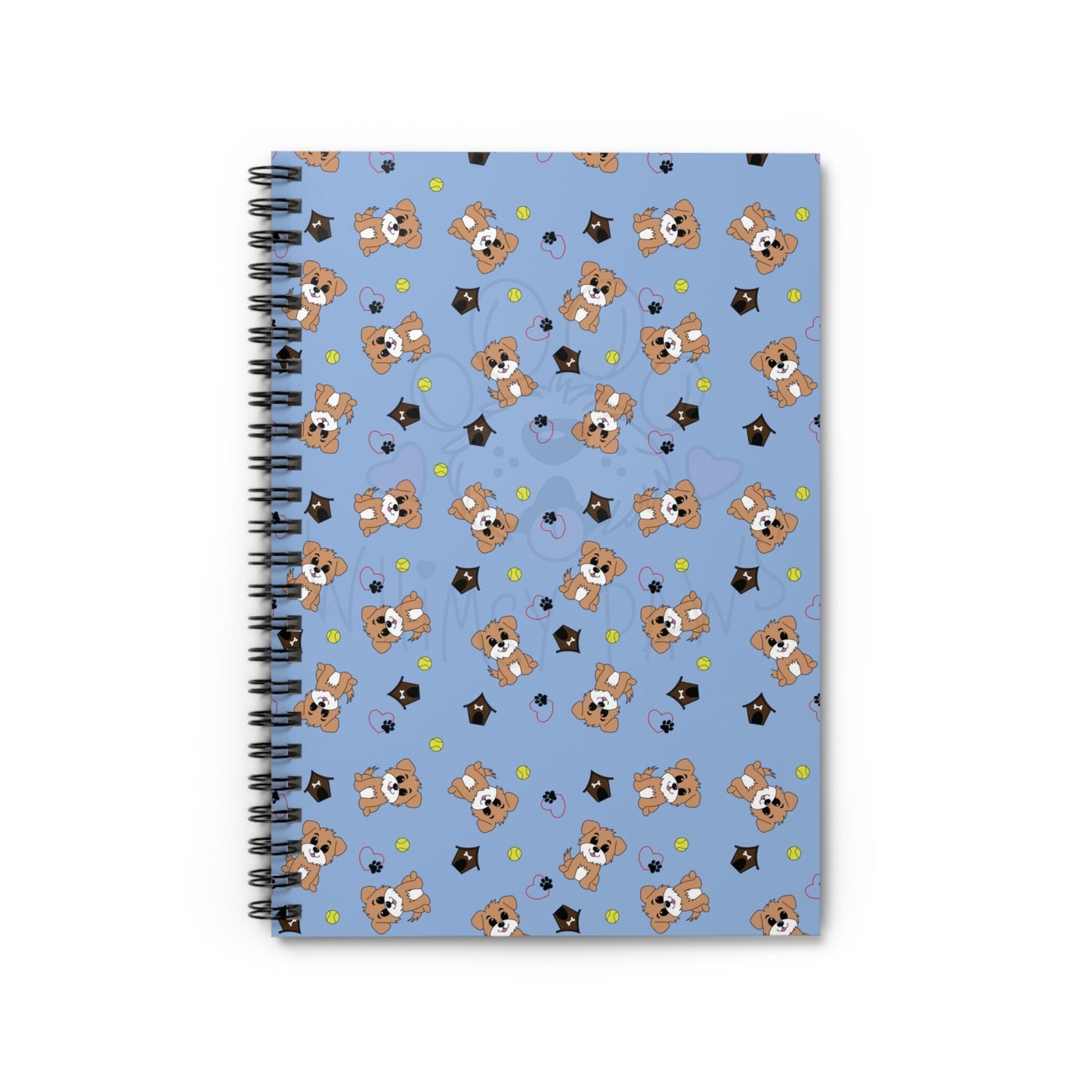 Cute Puppy, Dog House, and Tennis Balls Spiral Notebook - Ruled Line for Students