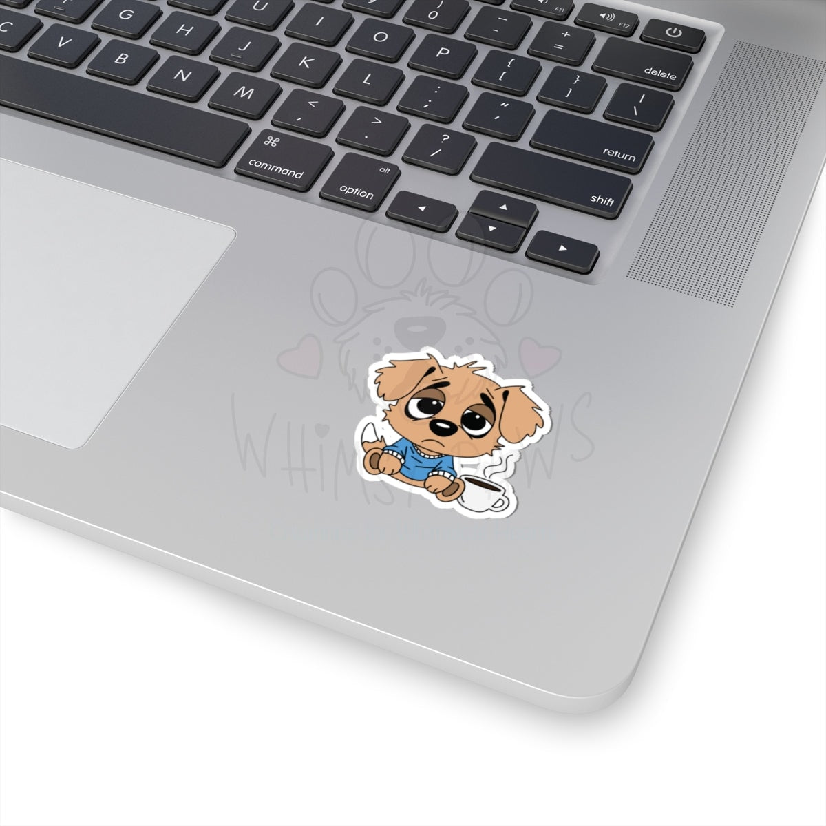 Stickers - Cute Tired Puppy Needing Coffee Kiss-Cut Stickers