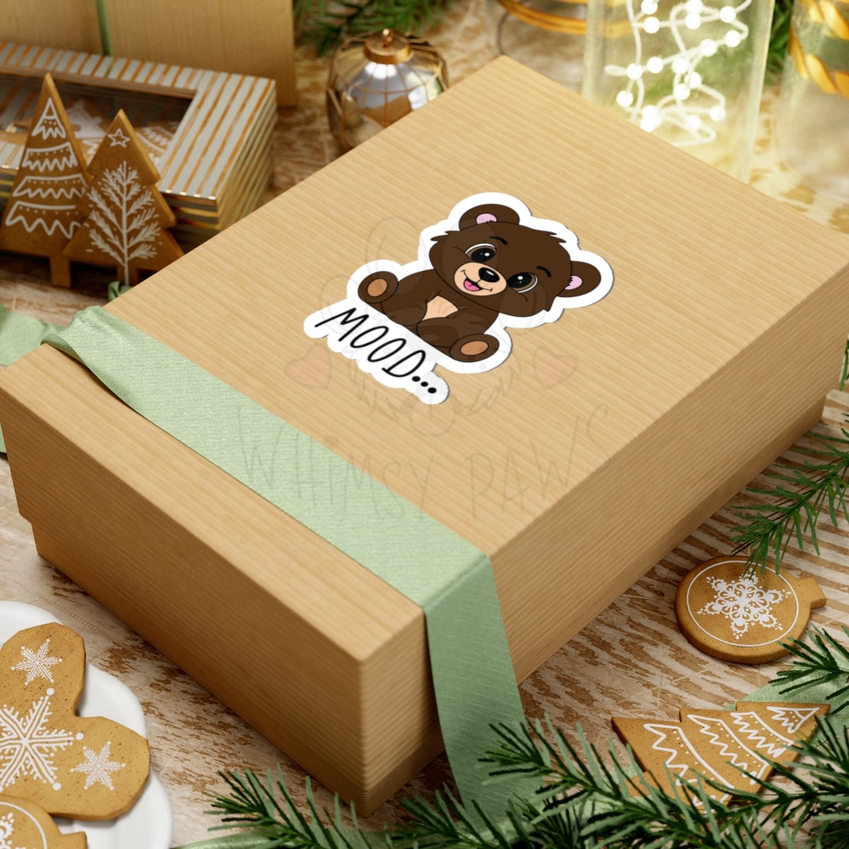 Cute Bear Mood Kiss-Cut Stickers - Adorable Laptop Decor