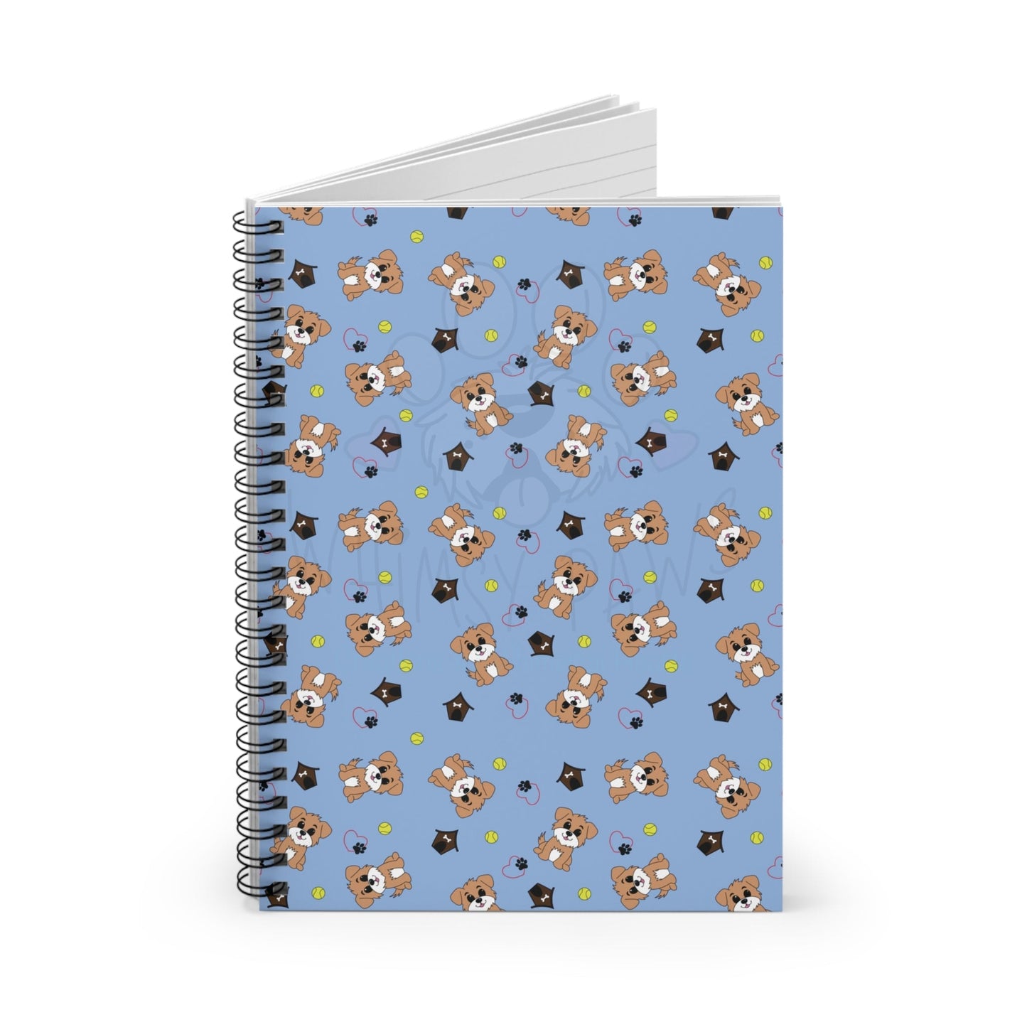 Cute Puppy, Dog House, and Tennis Balls Spiral Notebook - Ruled Line for Students