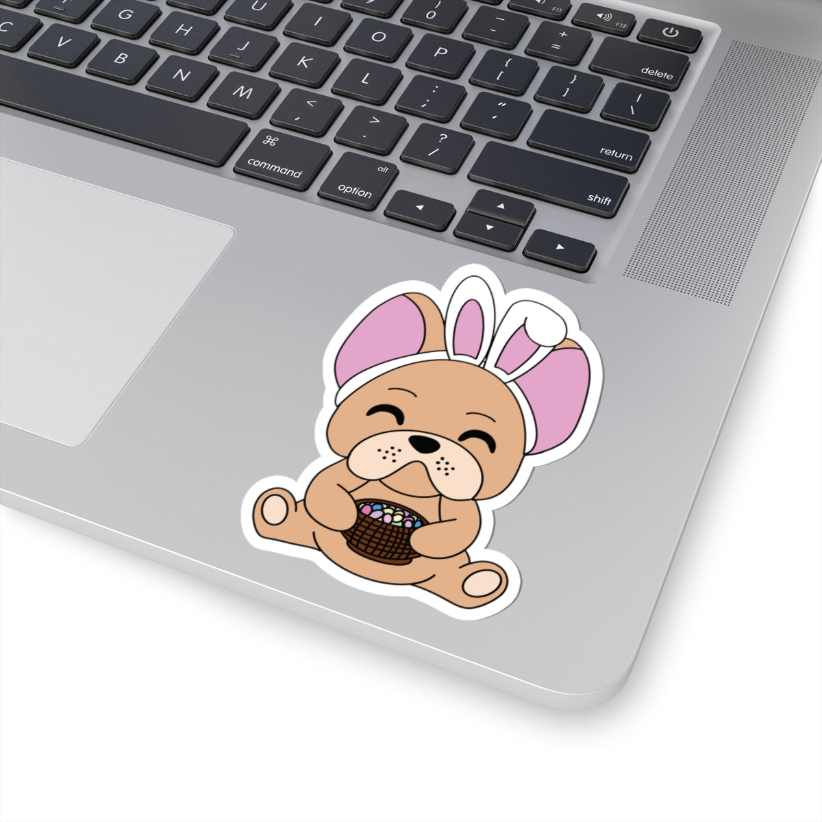 Cute Frenchie Bunny Hugging Easter Treat - Kiss-Cut Stickers for Fun Decor