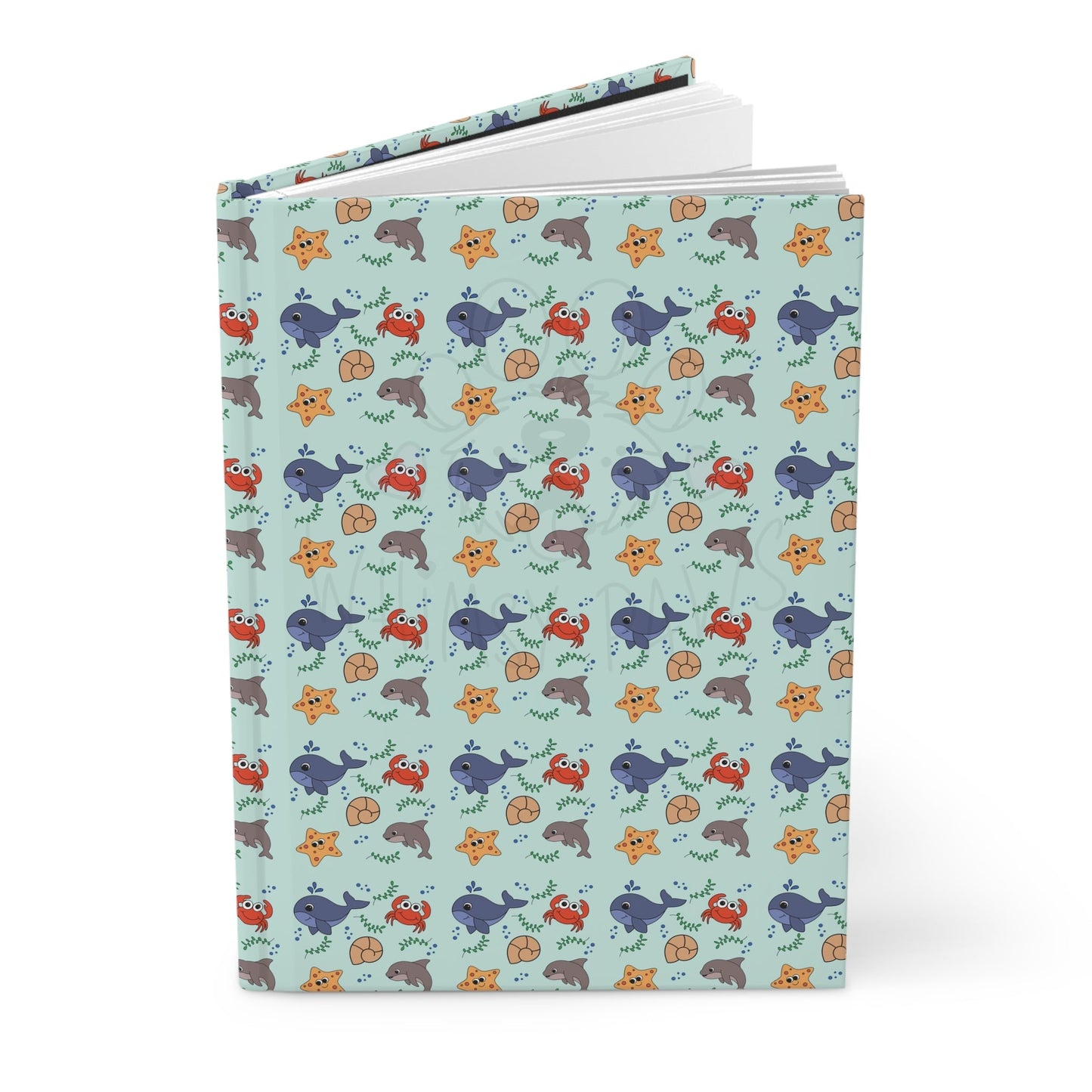 Whimsical "Oceanic Cuties" Hardcover Journal - Cute Design for Kids & Adults