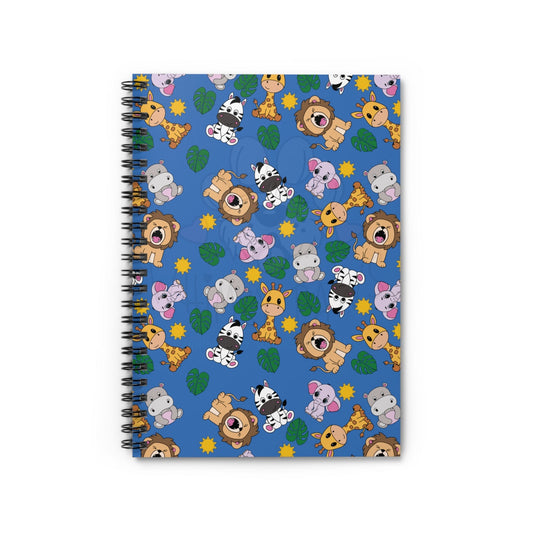 Colorful Lion and Friends Safari Spiral Notebook - Fun Ruled Lines for Kids