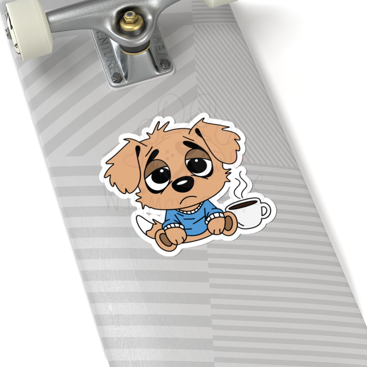 Stickers - Cute Tired Puppy Needing Coffee Kiss-Cut Stickers