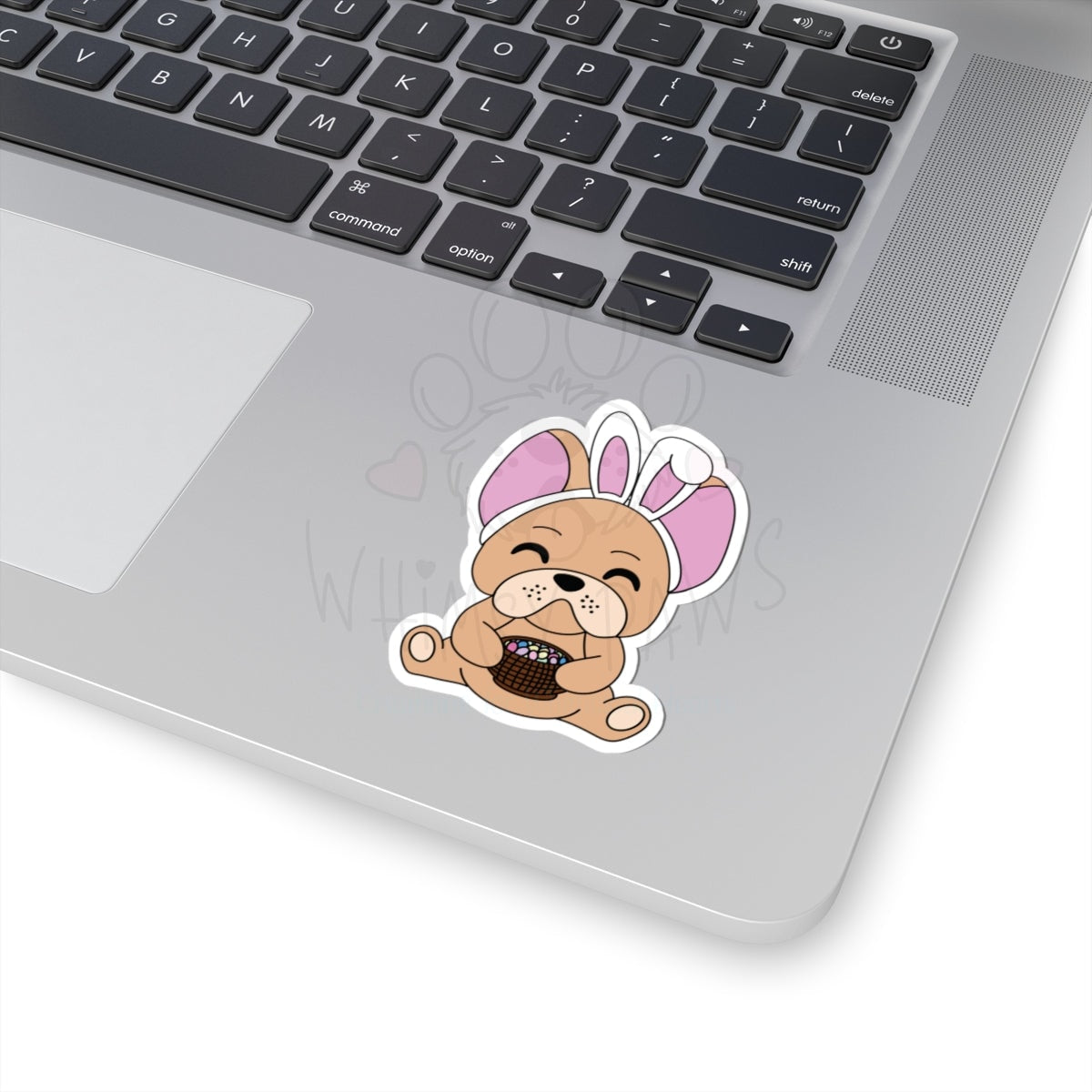 Cute Frenchie Bunny Hugging Easter Treat - Kiss-Cut Stickers for Fun Decor