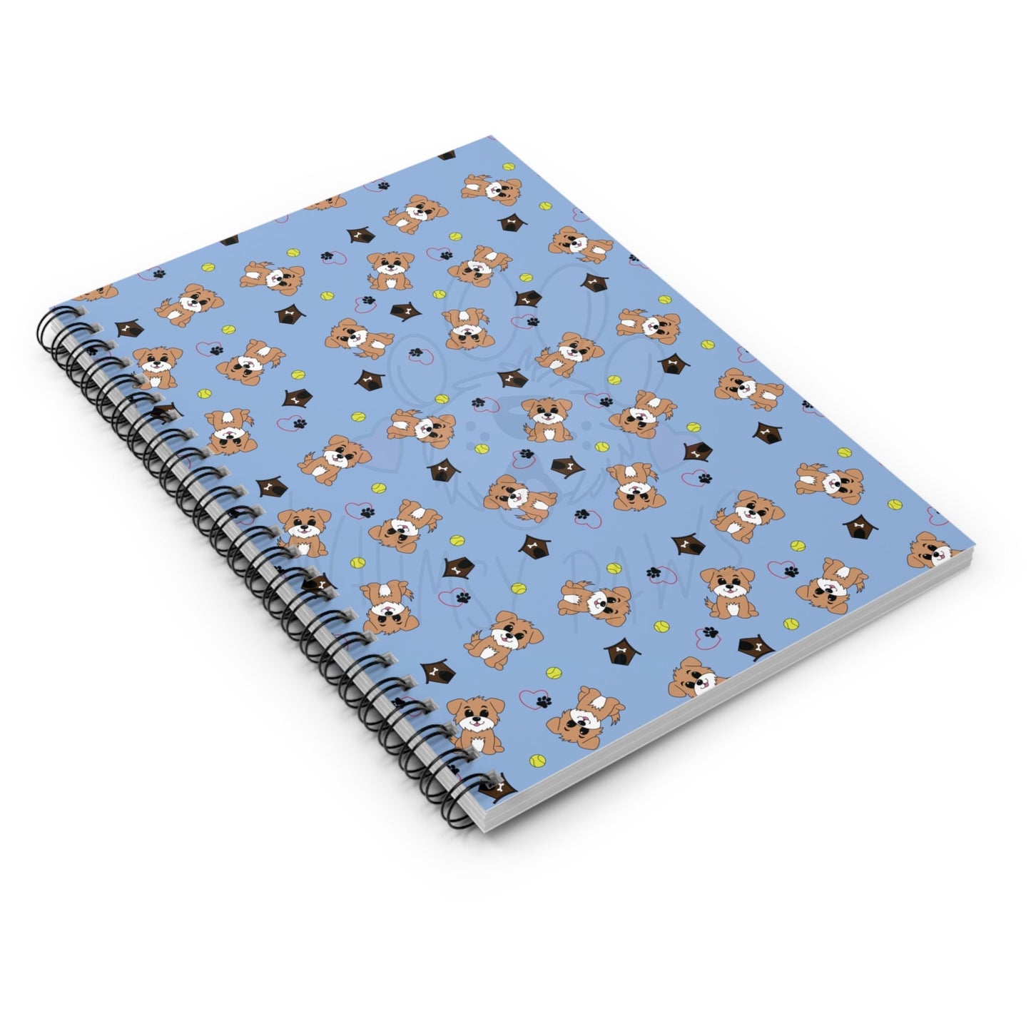 Cute Puppy, Dog House, and Tennis Balls Spiral Notebook - Ruled Line for Students