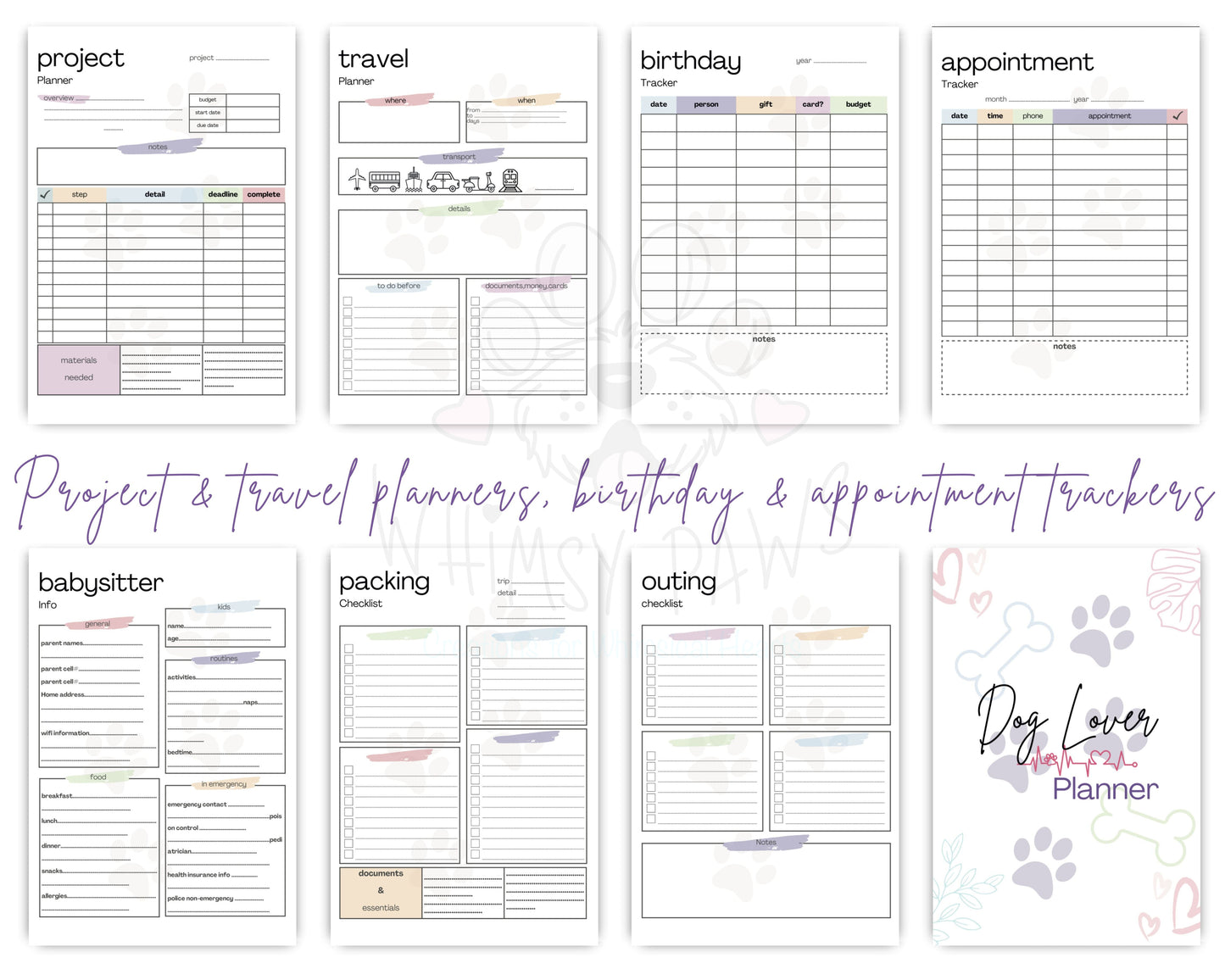 Ultimate Daily, Weekly, and Monthly Dog Lover Printable Planner Bundle